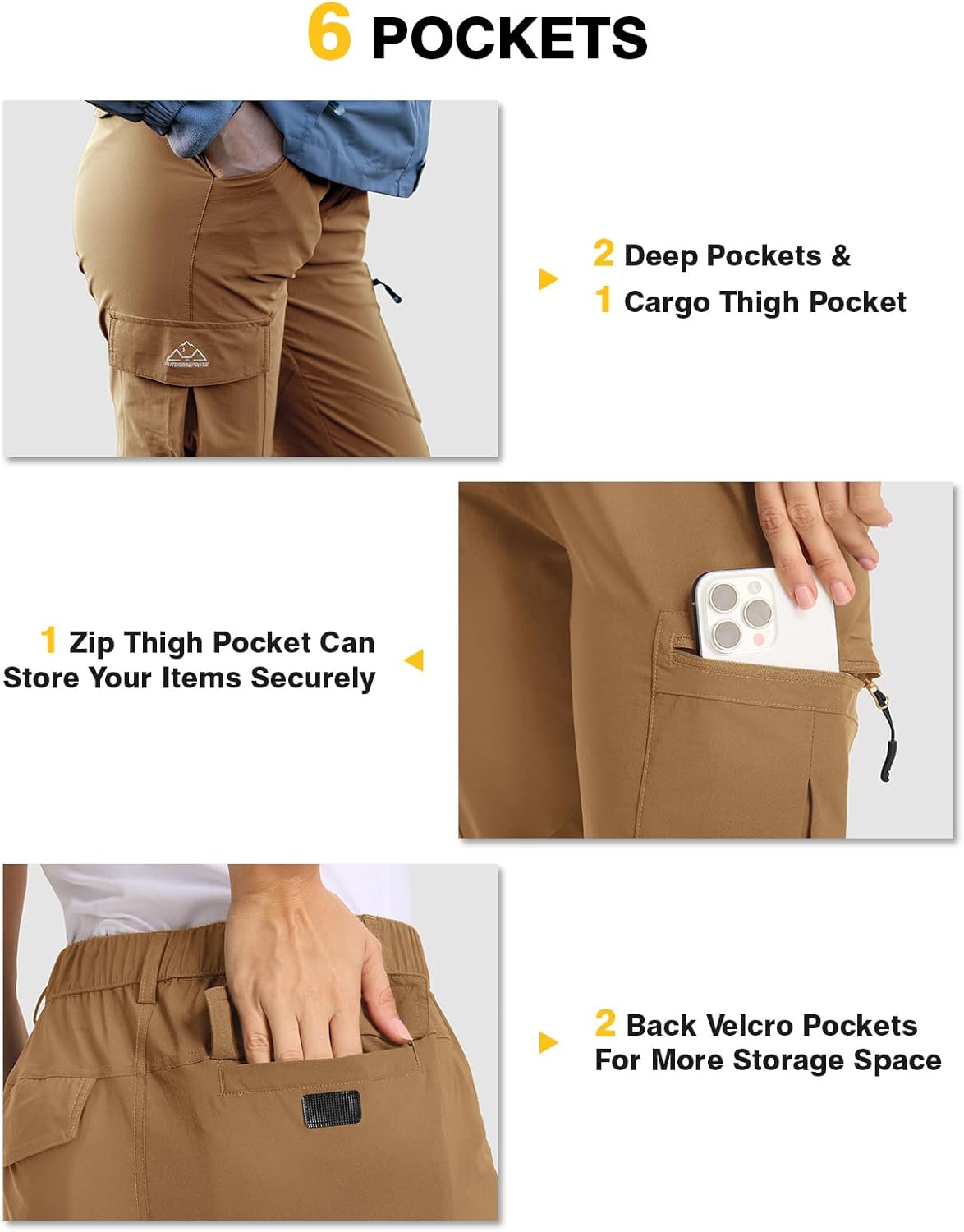 TBMPOY Women's Hiking Cargo Pants Lightweight Water Resistant Quick Dry Fishing Camping Travel Work Pant with 6 Pockets
