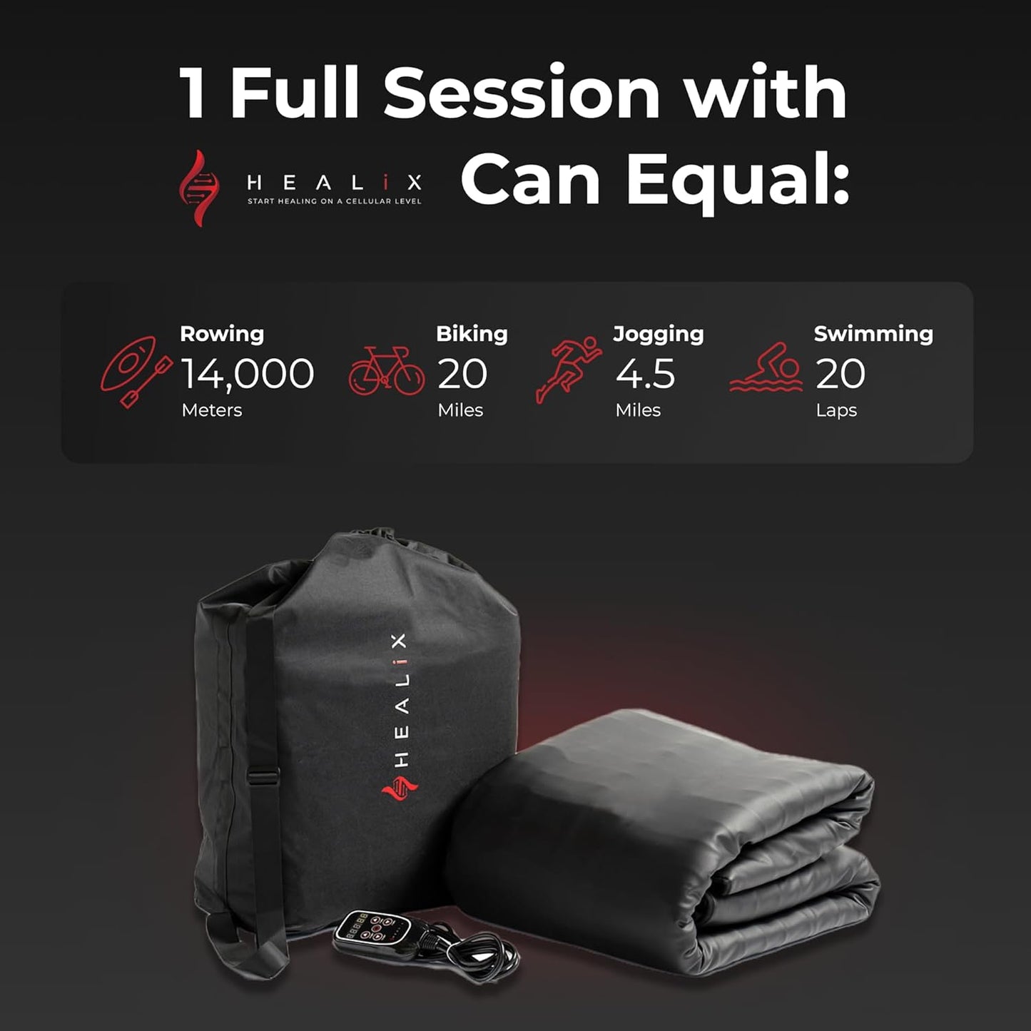 Healix Infrared Sauna Blanket Zero EMF – Portable Home Sauna Blanket for Detox & Weight Loss | Far Infrared Heating, VOC-Free, Adjustable Temp (77–176°F), Carbon Fiber Heating & Zipper Seam