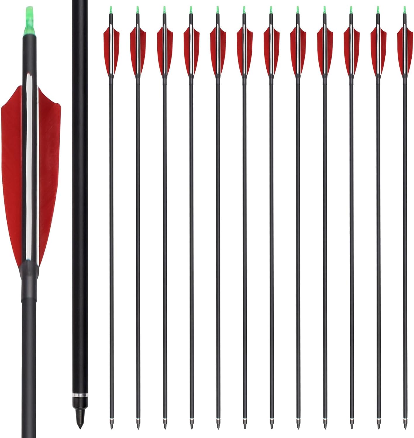 YLS 500 Spine Arrows 30 Inch Carbon Arrows 4" Turkey Feather Archery Target Practice Hunting Arrows with for Recurve Bow Long Bow