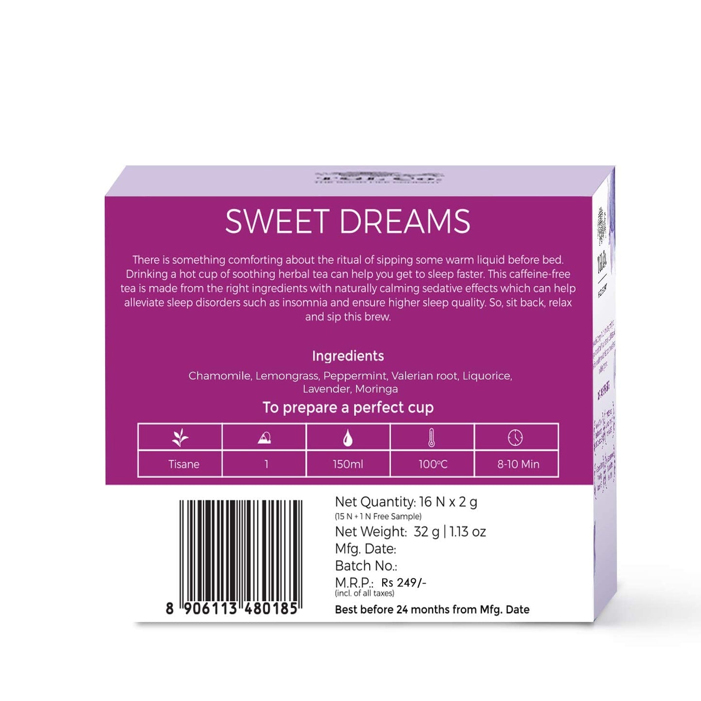 TGL Co. Sweet Dreams Herbal Green Tea – 16 Tea Bags | Chamomile, Lavender & Valerian | Calming & Sleep Support Blend