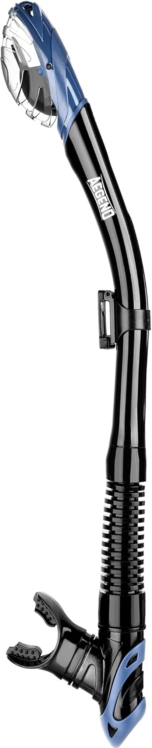 Aegend Dry Snorkel, Dive Mask Easy-Breath Free Diving Snorkel for Snorkeling Scuba Diving Freediving Swimming, with Top Dry Valve and Food-Grade Silicone Mouthpiece