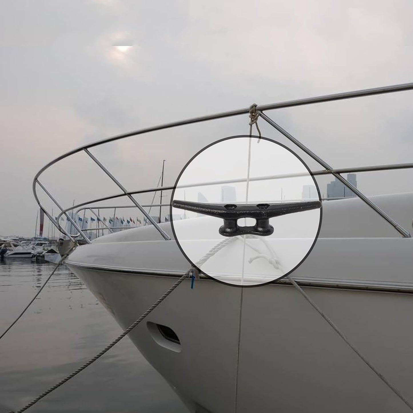 Dock Cleats 6/8/10 inch With Hardware,Electrophoretic Coated Black Boat Cleat Dock Boat Cleats,Rope Cleat Boat Dock Cleats Ideal for Boat Docks, Decks, Piers for Tying up Boats (2,4,6,8,12 Pack)