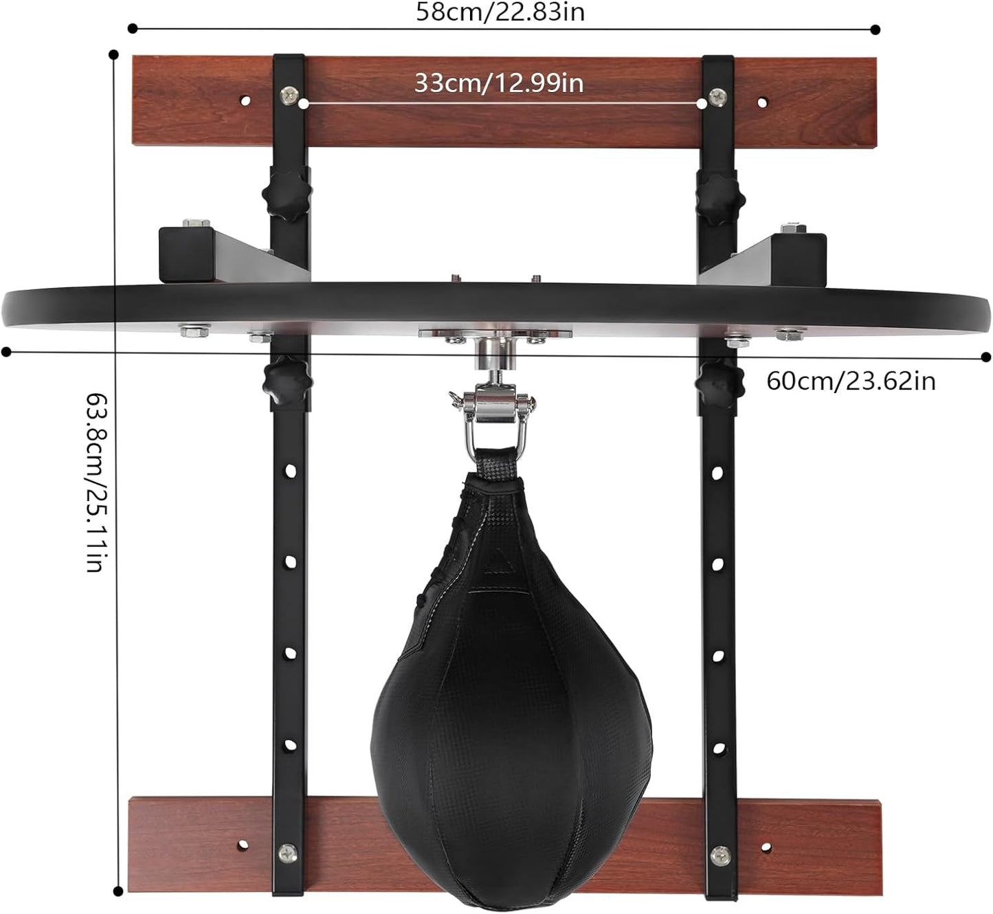 Heavy Duty Wall-Mounted Speed Bag Platform Kit, 220lbs Capacity Adjustable Height (5-Position) with PU Speed Ball - Professional Boxing Training Equipment for Home Gym, Boxing & Martial Arts