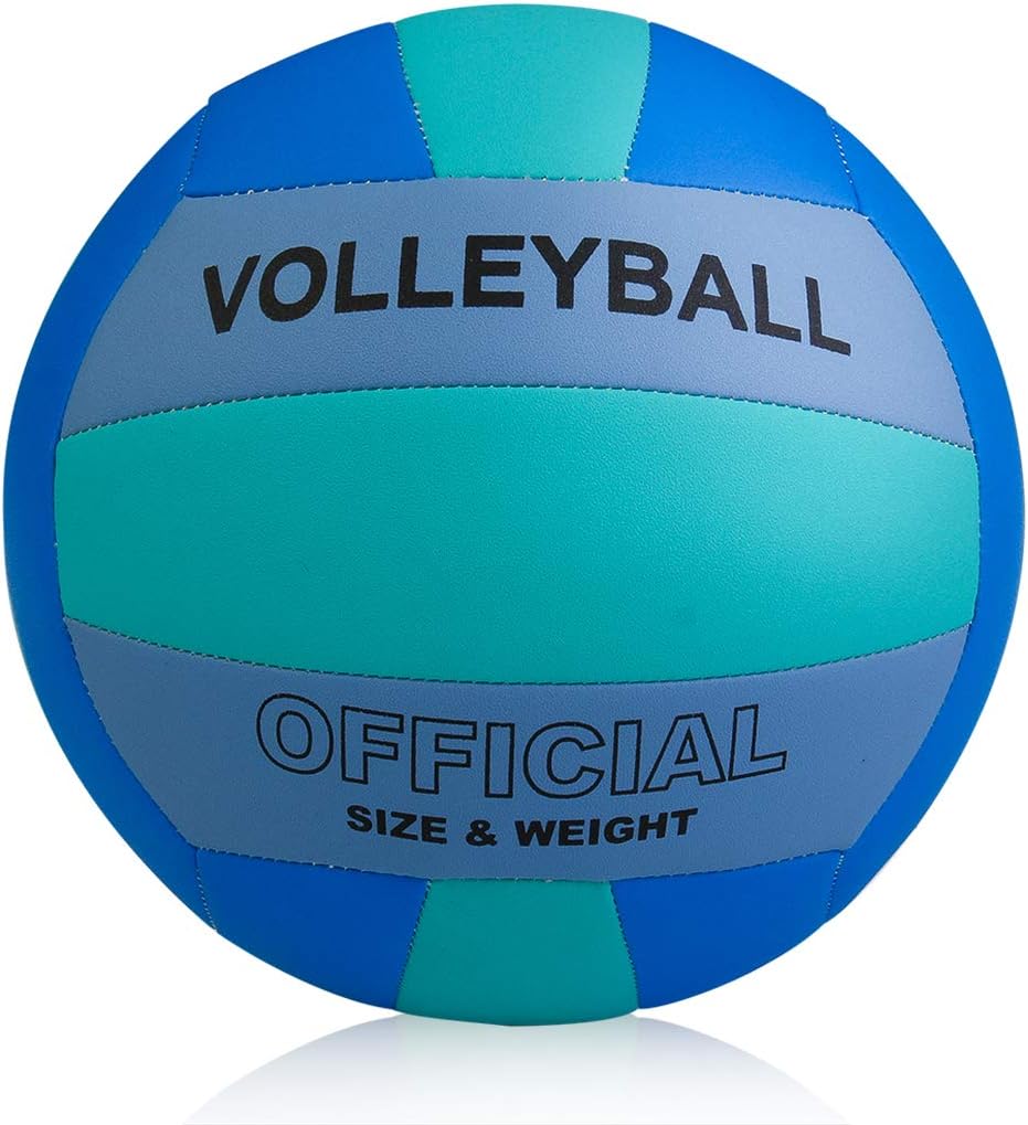 Volleyball Size 5 PU Leather Soft Indoor Outdoor Volleyballs Sports Training Game Play Ball for Beginner, Teenager, Adult, 8.2