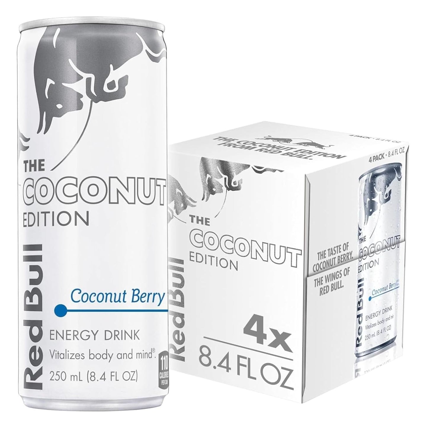 Red Bull Coconut Edition Energy Drink, Coconut Berry, with 80mg Caffeine plus Taurine & B Vitamins, 8.4 Fl Oz, Pack of 4 Cans