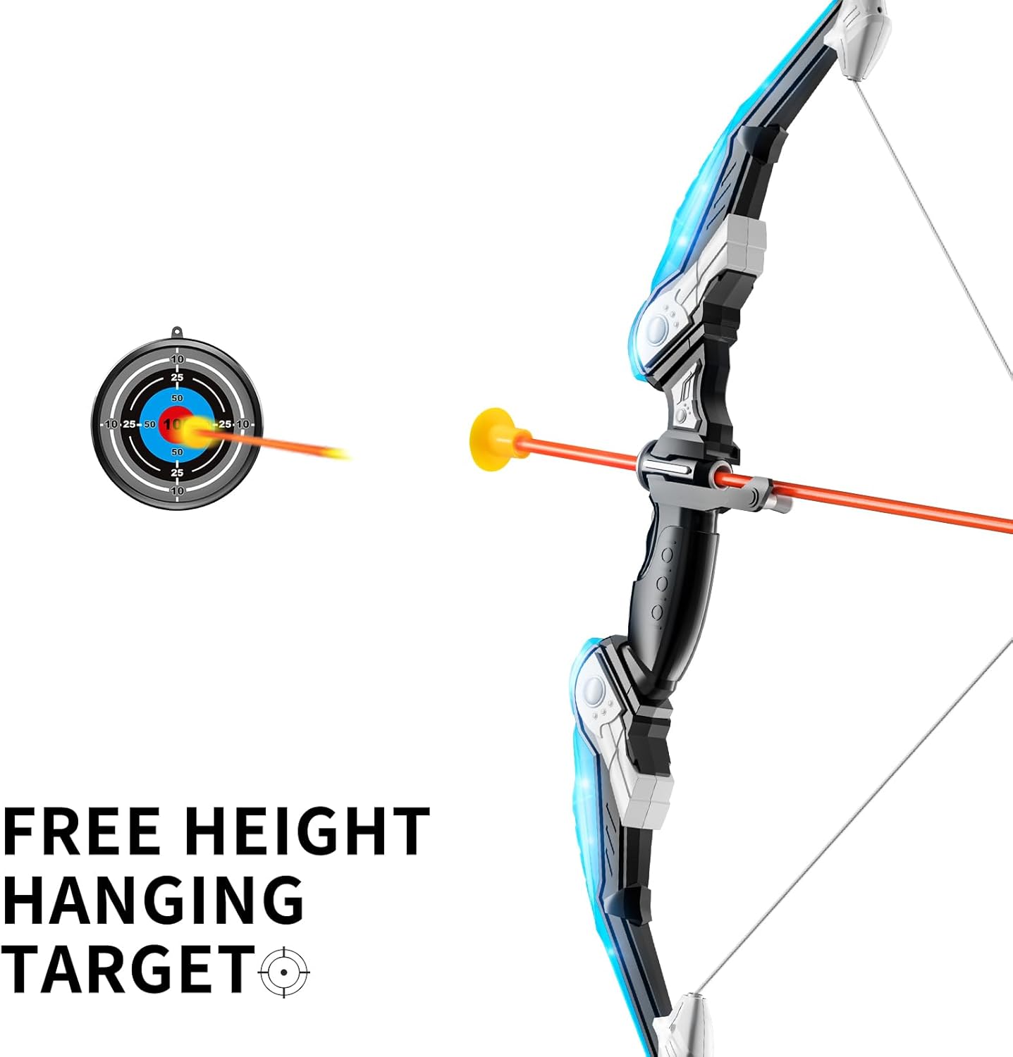 Bow and Arrow Set for Kids - LED Light Up Archery Set - Includes 10 Suction Cup Arrows, 4 Target & Shoulder-Strapped Quiver, Outdoor Toys Archery Boys Toys Gifts for 3-12 Years Old Boys Girls