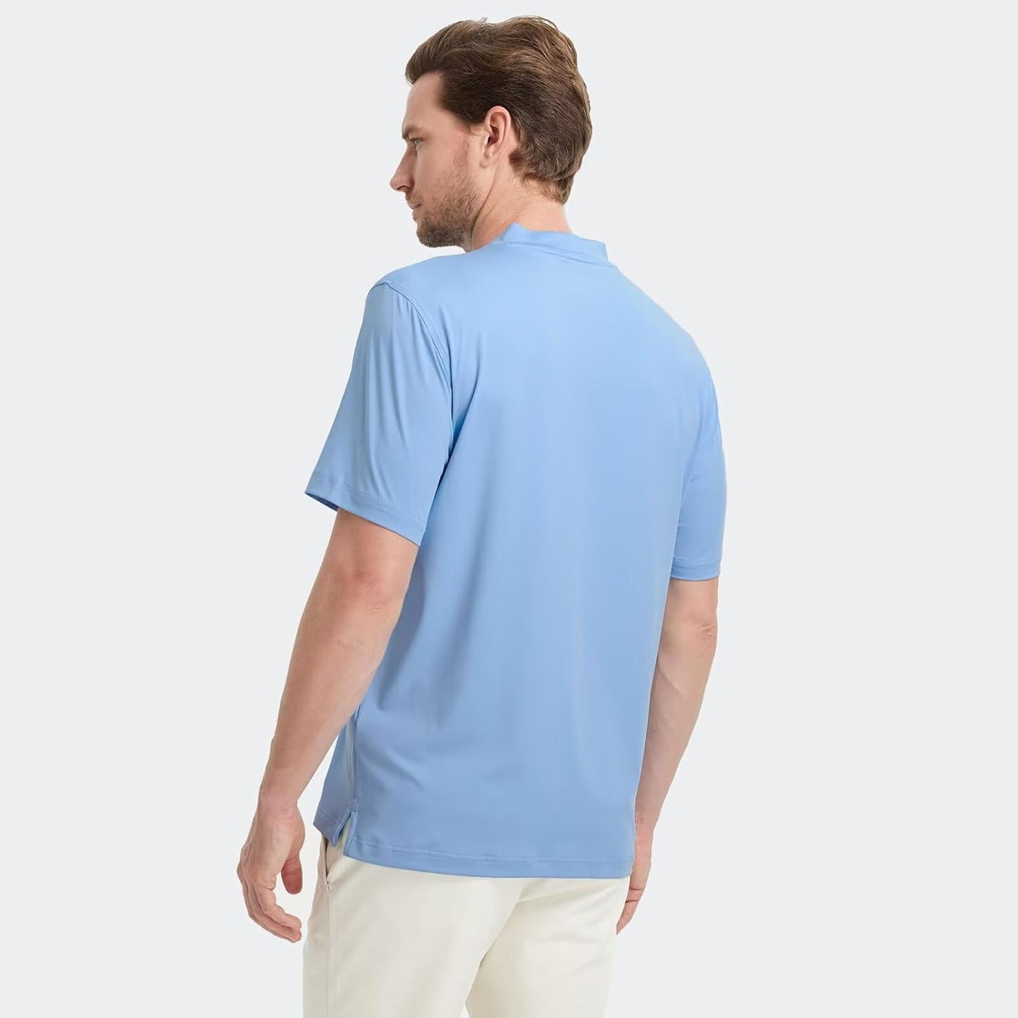 M MAELREG Collarless Golf Shirts for Men Dry Fit Moisture Wicking Performance Solid Casual Mens Henley Shirts Short Sleeve