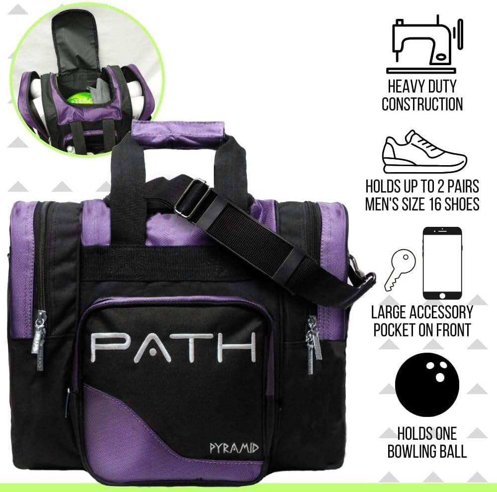 Pyramid Path Pro Deluxe Single Bowling Ball Tote - Holds One Ball, One Pair Shoes Up to Mens 15