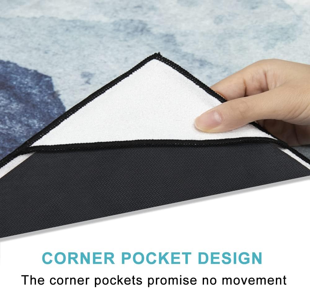 QIYI Large Yoga Mat Towel with Corner Pockets, Non Slip Sweat Absorbent Hot Yoga Towels, Soft Yoga Blankets with Travel Bag, Skidless Mat Cover for Workout, Gym, Fitness - 74"x26", Watercolor Mountain