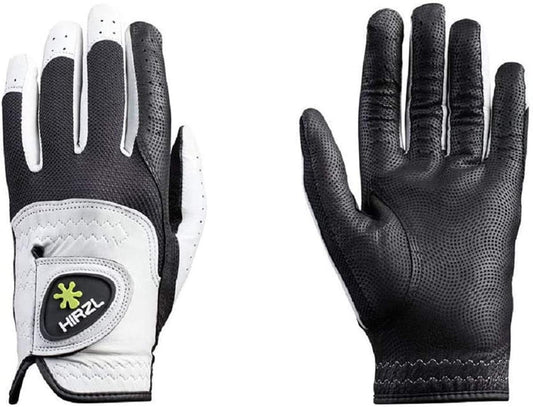 HIRZL Trust Control 2.0 Golf Glove, All Weather Mens Golf Glove, White/Black, Kangaroo Leather Palm, Cabretta Leather Backhand, Trusted by Pro’s, Sweat Free, Ultimate Grip