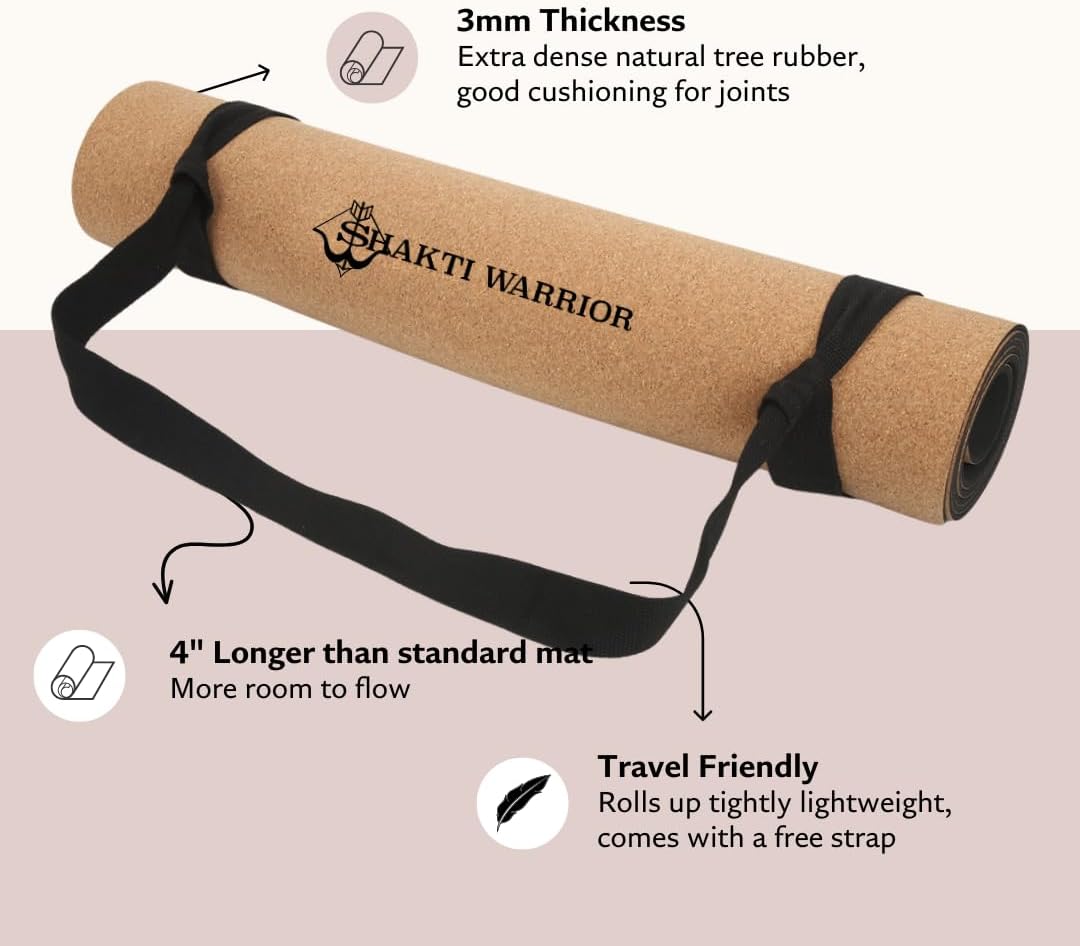 Cork Yoga Mat - Artist Designed, Premium Printed Eco-Friendly Non-Slip mat, Great for Regular & Hot Yoga, Pilates, Workouts 72 inch x 24 inch x 3mm Thick