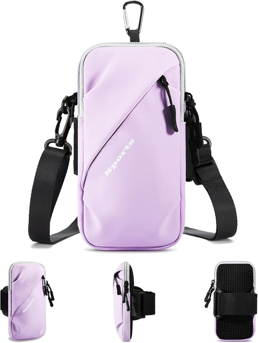 Cell Phone Holder for Walking, Running, Arm Band for Phone, Cell Phone Purse, Cross Body Phone Bag, Phone Holster, Cell Phone Carrier for Men Women, Phone Pouch (Purple)