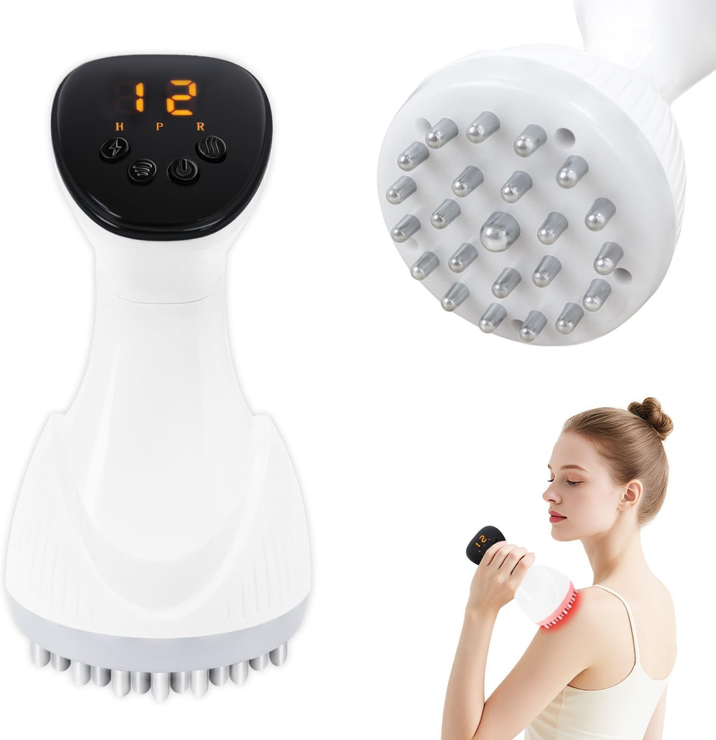 Lymphatic Drainage Massager Anti Cellulite Massage Tool Body Sculpting Machine with Soothingpulse, Light, Heat & Vibration, Help Care Stretch Marks & Smooth Cellulite for Legs, Arms & Belly