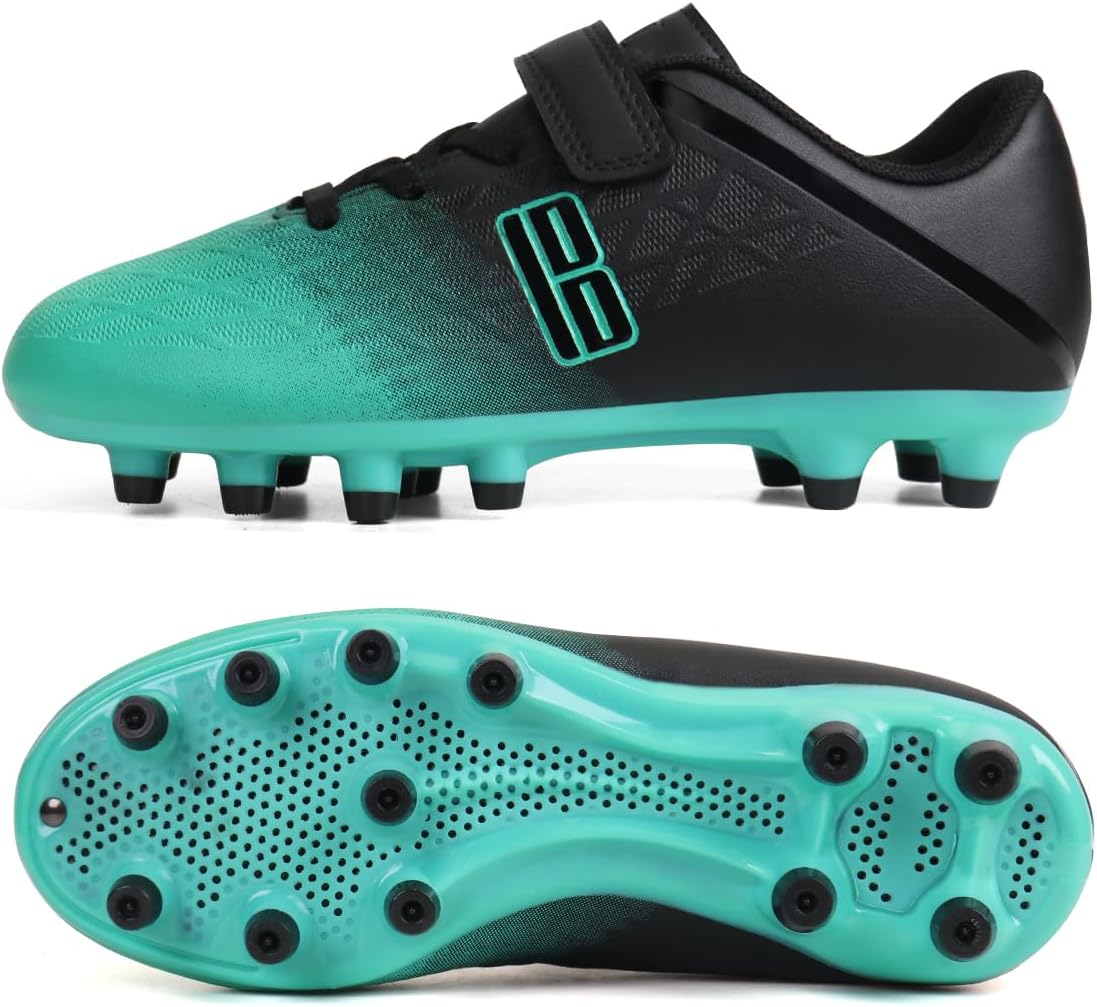 brooman Kids Firm Ground Soccer Cleats Boys Girls Athletic Outdoor Football Shoes