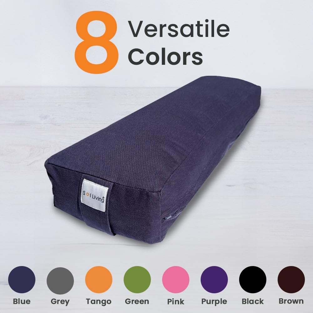 Sol Living Yoga Bolster Pillow Rectangular Meditation Cushion Cotton Meditation Accessories for Restorative Yoga Meditation Pillow Yoga Pillow Firm Body Pillow Bolster Pillow for Legs Removable Cover