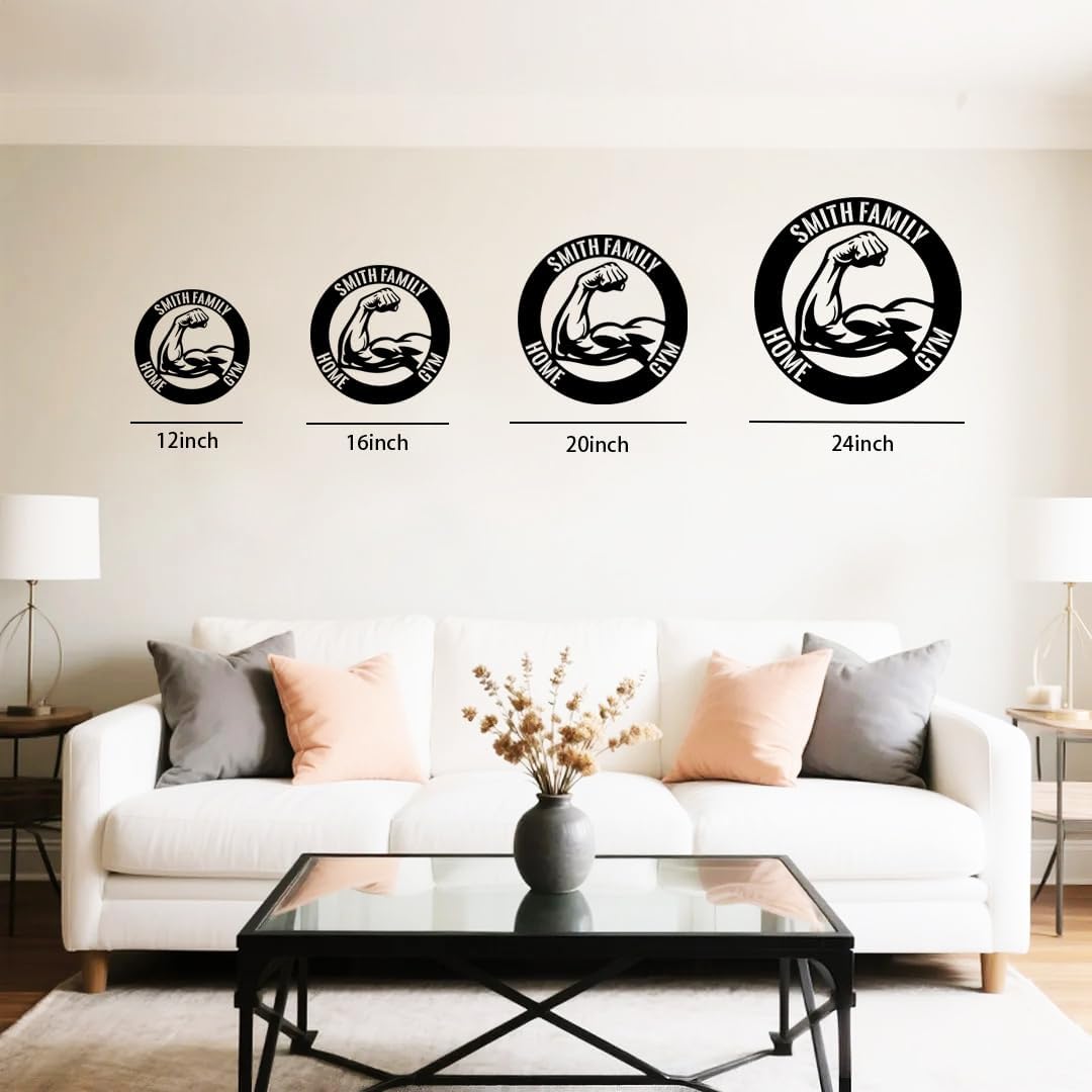 Personalized Home Gym Metal Name Sign | Custom Family Wall Art & Split Letter Name | Wedding Gift & Anniversary | Indoor Metal Decor Gift for Women, Men, Wife, Parents, Couple
