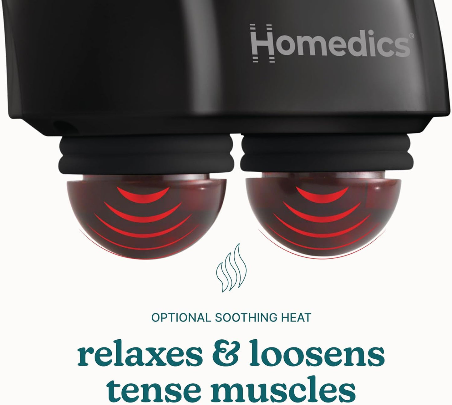 Homedics Handheld Back Massager, Dual Heated Nodes, Neck, and Body Percussion Massager with Interchangeable Nodes to Release Back, Neck, Shoulder Leg and Foot Tension