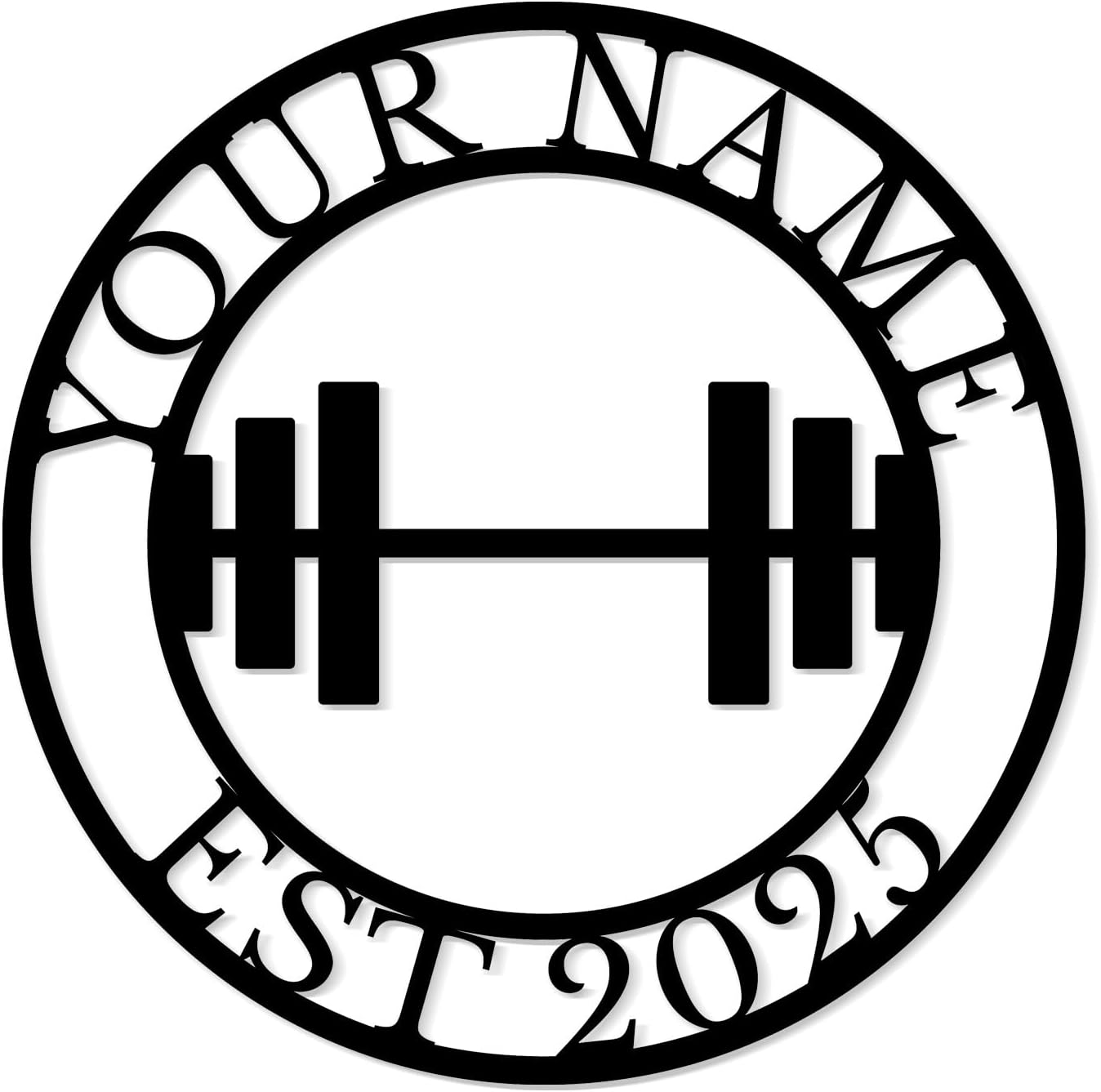 Personalized Metal Gym Sign, Custom Fitness Metal Wall Decor, Yoga Room Sign, fitness room decor, home gym decor, gifts for sports lovers, black metal