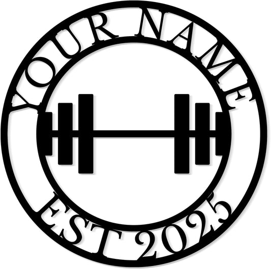 Personalized Metal Gym Sign, Custom Fitness Metal Wall Decor, Yoga Room Sign, fitness room decor, home gym decor, gifts for sports lovers, black metal