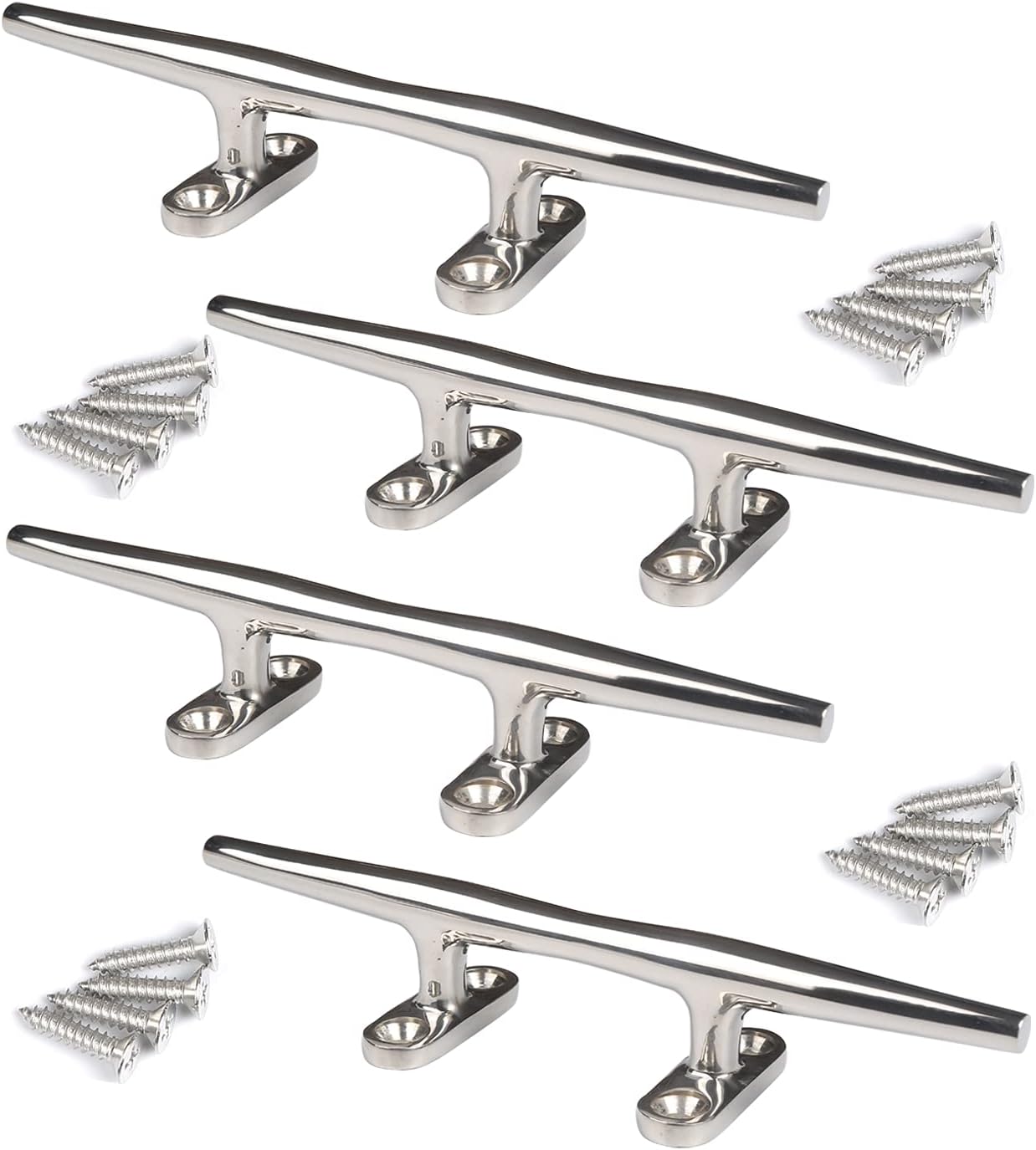 Boat Cleats 4 inch/5 inch/6 inch/8 inch Marine Dock Cleats Stainless Steel Boat Rope Cleat with Fasteners for Marine, Deck, Nautical Décor