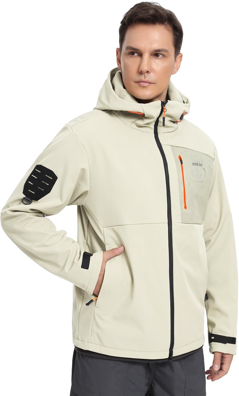 GEMYSE Men's Lightweight Rain Jacket Waterproof Raincoat Hooded Softshell Windbreaker for Outdoor Hiking Travel