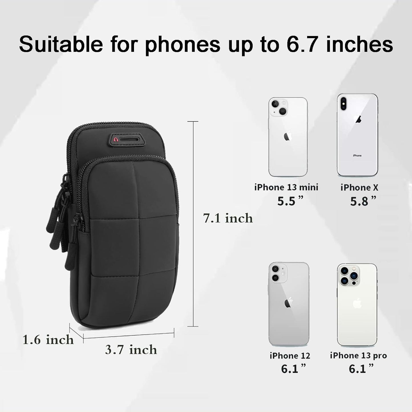 Phone Arm Bands for Running, Armband Cell Phone Holder for Exercise (Black)