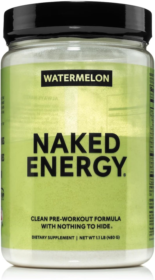 NAKED Watermelon Energy - Clean Pre Workout Supplement for Men and Women, Vegan Friendly, No Added Sweeteners, Colors Or Flavors - 30 Servings