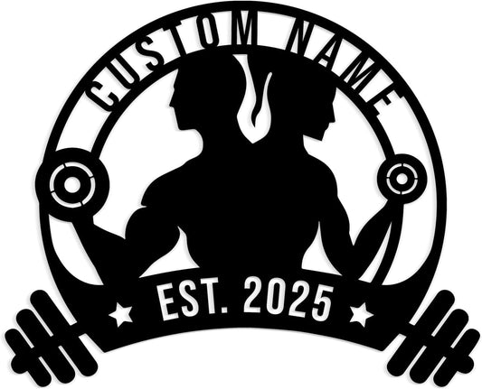 Personalized Metal Gym Sign, Custom Fitness Metal Wall Decor, Yoga Room Sign, fitness room decor, home gym decor, gifts for sports lovers, black metal