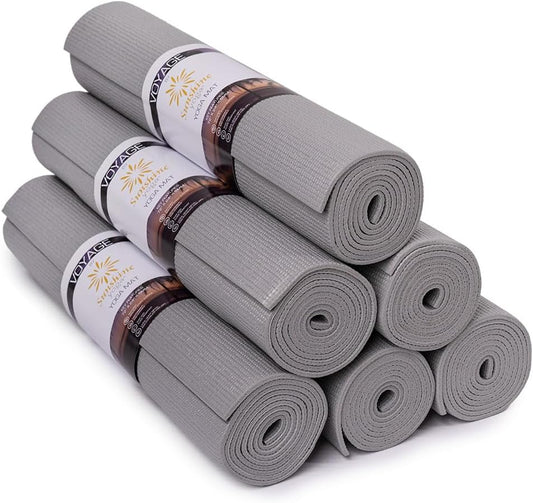 Sunshine Yoga Voyage Yoga Mat, 6 Pack, 72" x 24" Professional Studio and Gym Bulk Yoga Mats, 5mm Thick, Durable, Anti-Tear, Non Slip Fitness and Exercise Mats