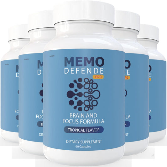 Memo Defende Pro Brain and Focus Formula, Tropical Flavor, 60 Capsules, Dietary Supplement with Vitamins and Minerals (5)