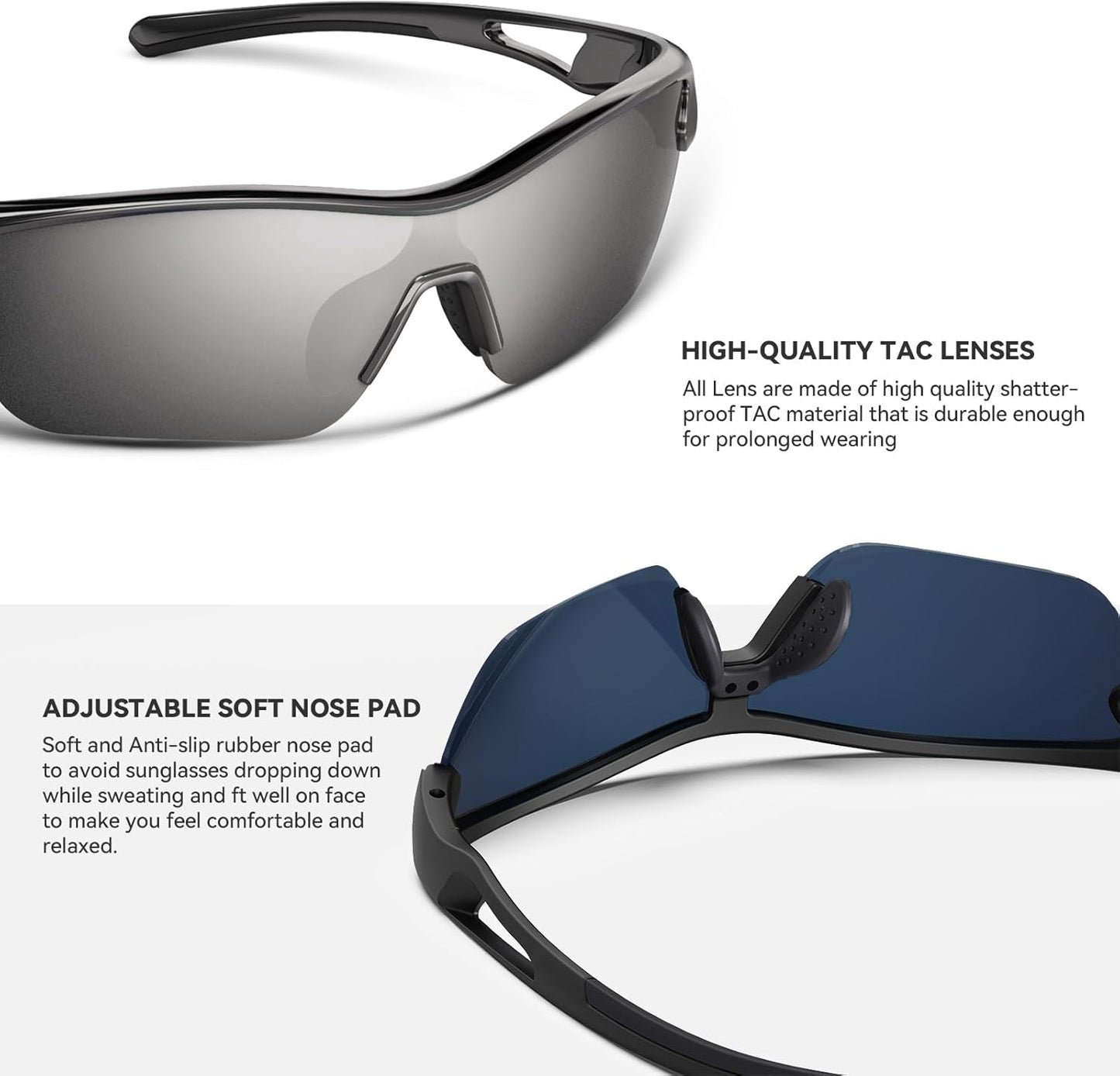 BEACOOL Polarized Sports Sunglasses for Men Women Youth Baseball Cycling Running Fishing Golf Motorcycle TAC Glasses UV400