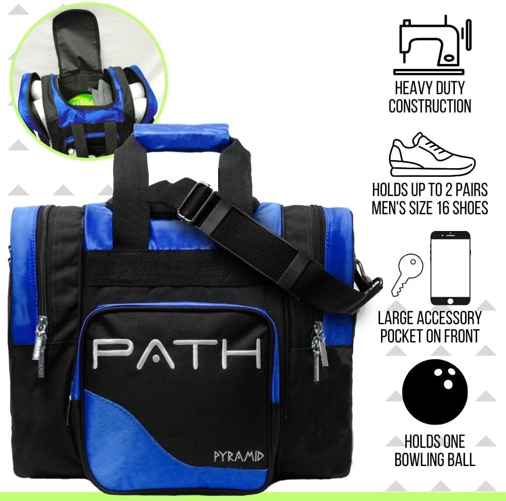 Pyramid Path Pro Deluxe Single Bowling Ball Tote - Holds One Ball, One Pair Shoes Up to Mens 15
