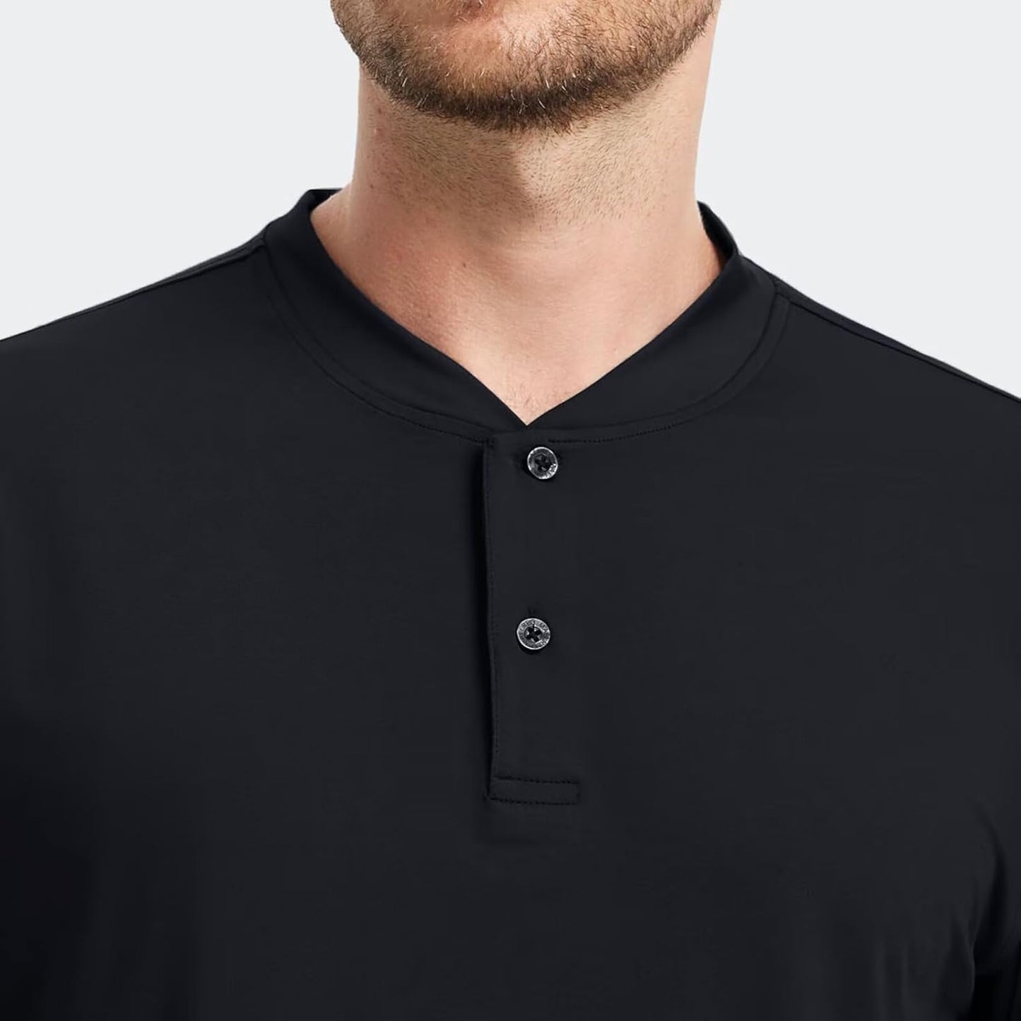 M MAELREG Collarless Golf Shirts for Men Dry Fit Moisture Wicking Performance Solid Casual Mens Henley Shirts Short Sleeve