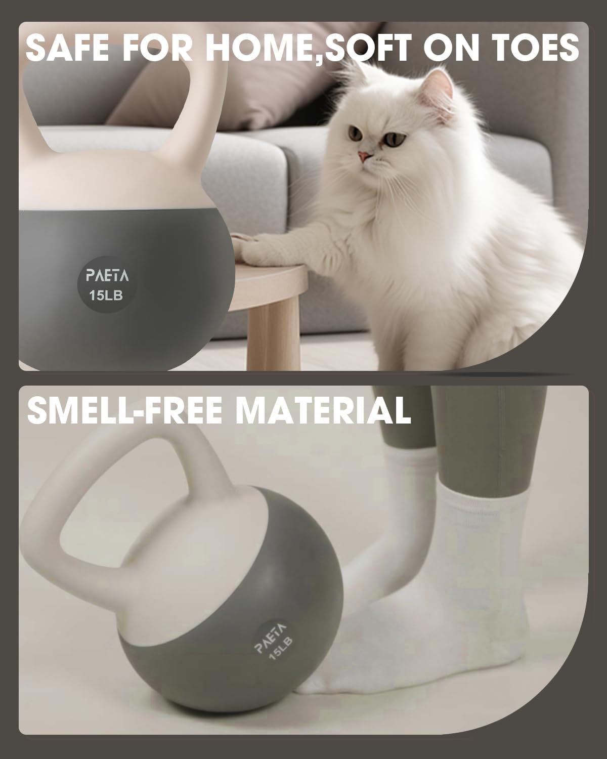 PAETA Soft Kettlebell for Home Fitness – Anti-Slip Grip & Wide Handle Design,Soft Kettlebell set, Gentle Floor-Friendly Impact – 10lbs, 15lbs, 20lbs, for Home Functional Training