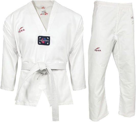 Teka Taekwondo Uniform with Free Belt 8-oz Lightweight Martial Arts Training Competition Uniform Gi Size 00-6