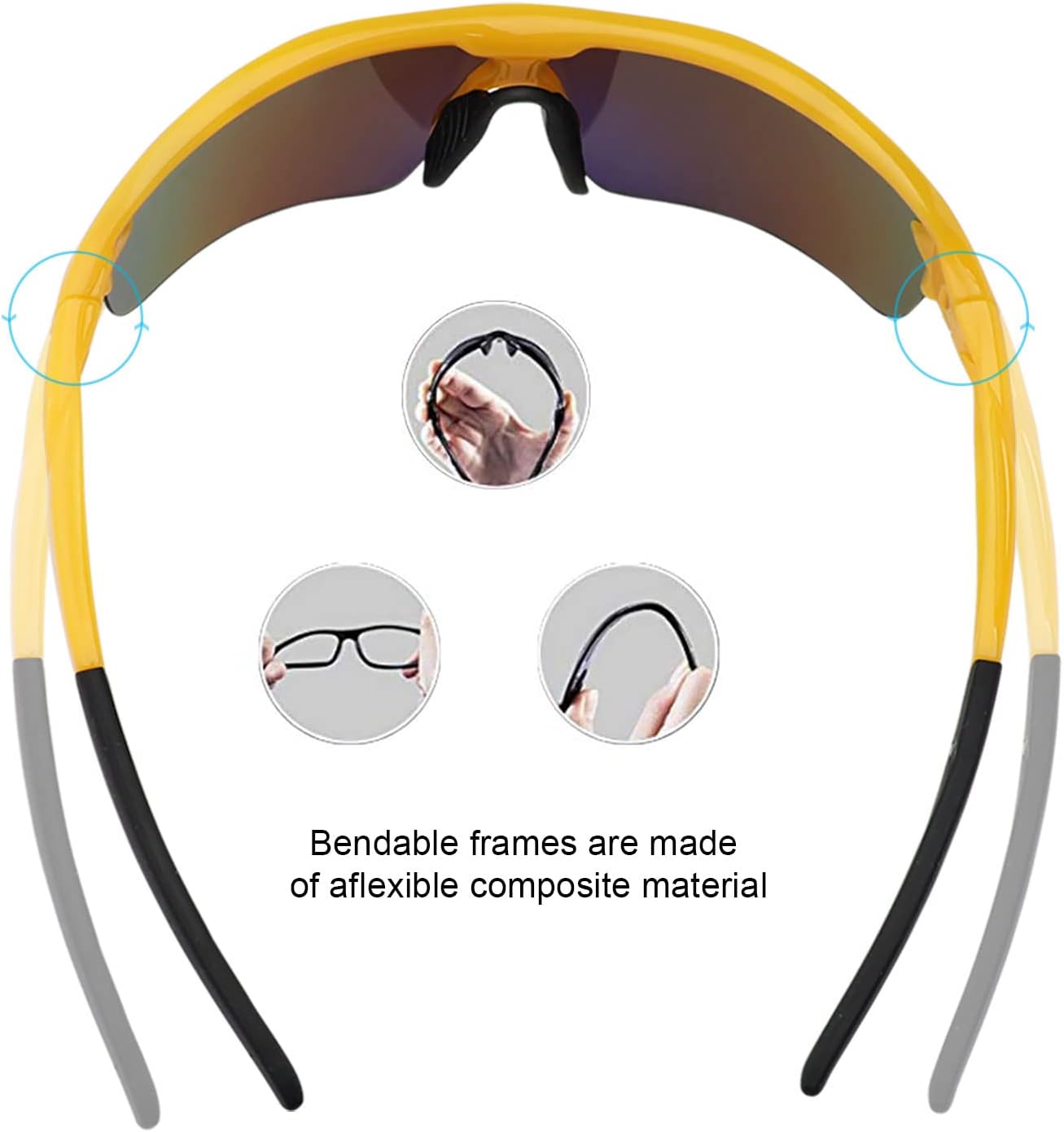 BangLong Polarized Sports Sunglasses Cycling Sun Glasses for Men Women with 5 Interchangeable Lenes for Running Baseball Golf
