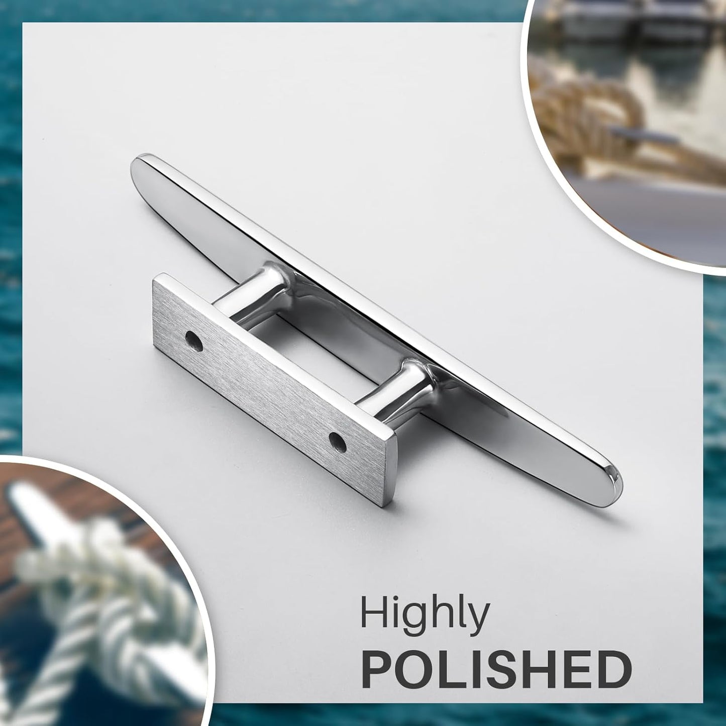 Boat Cleats Marine Grade 316 Stainless Steel Boat Mooring Cleat Pack of 4, Installation Accessories Included