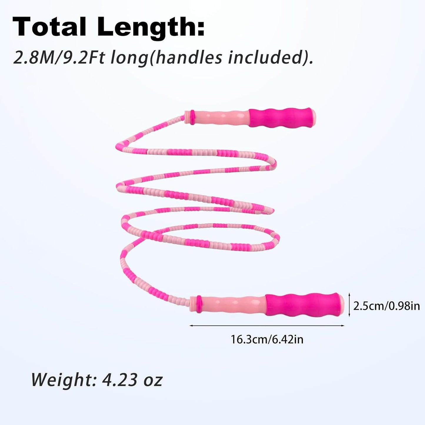 Soft Beaded Jump Ropes, Adjustable Length Skipping Rope, Tangle Free Segmented Jumping Rope for Kids and Adults Exercise, Fitness 9.2 Ft