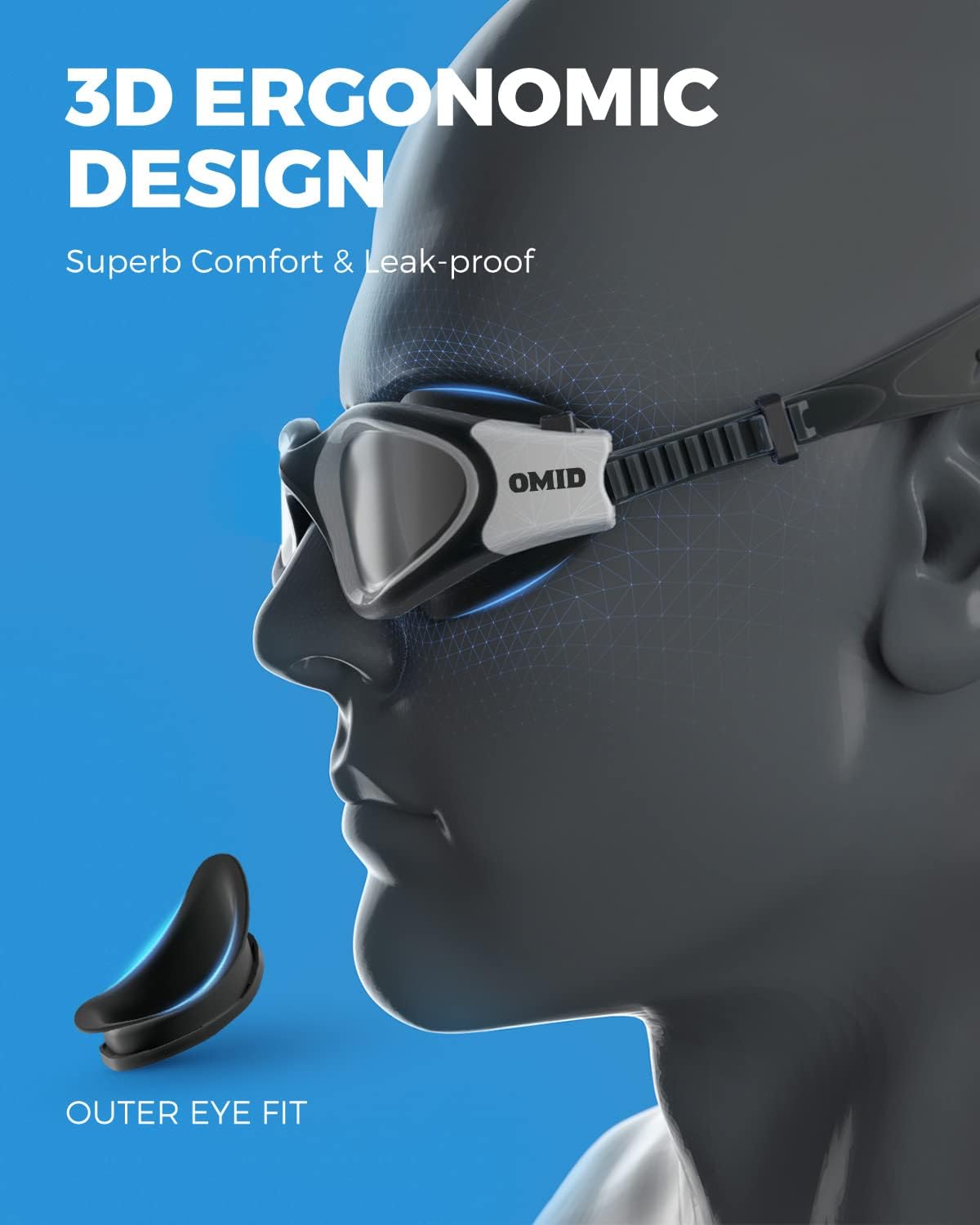 OMID Swim Goggles, P2 Polarized Swimming Goggles for Men Anti-fog Goggles Swimming for Adult Women