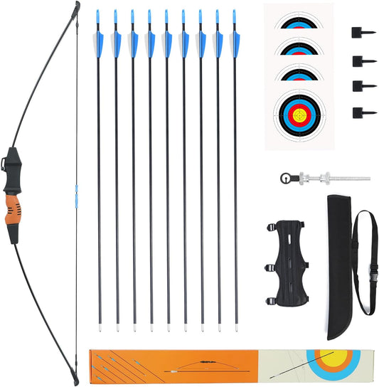 40" Youth Bow and Arrow Set for Kids 8-12 & Teens - Ambidextrous Recurve Archery Gear with Safety Arrows - Toys for Ages 8-13, Backyard Games Gift for Beginner Archers