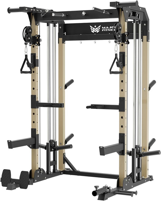 MAJOR FITNESS F22 Multi-Functional Power Rack—1600lbs Capacity All-in-One Squat Rack with Dual Pulley System for Home Gym Strength Training
