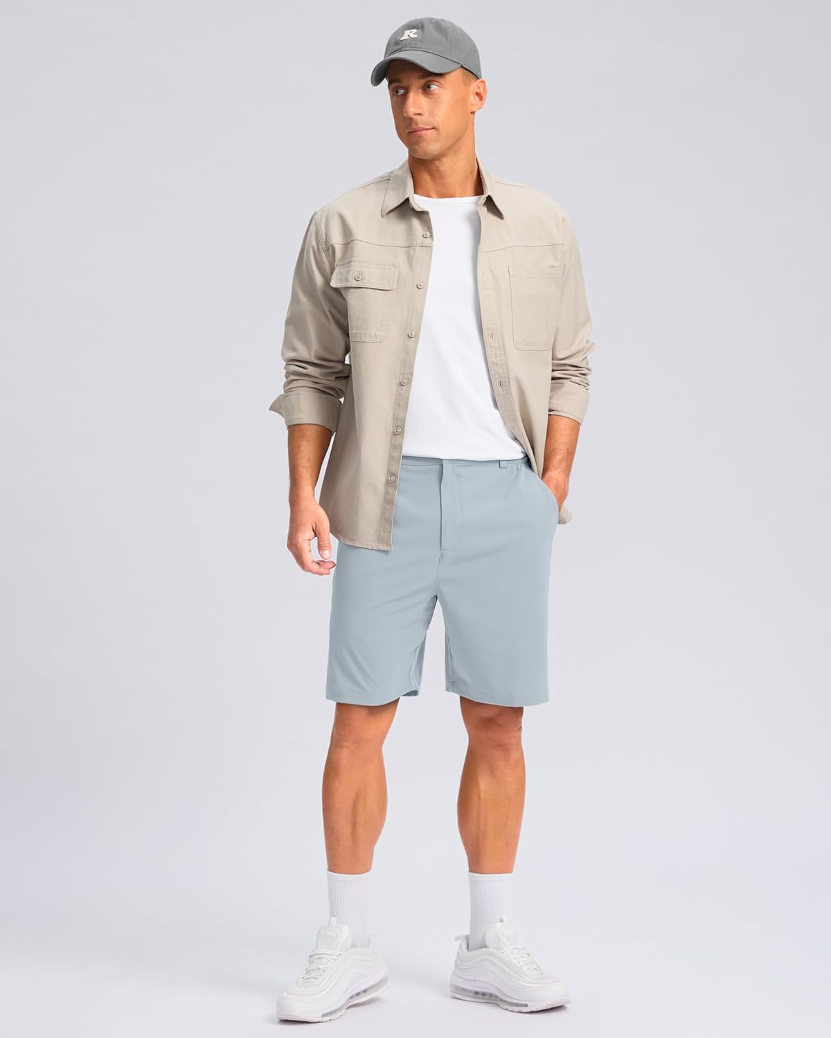 Pudolla Men's Casual Shorts 7"/9" Lightweight Golf Shorts with 3 Pockets Stretch Quick Dry Comfy Work Shorts