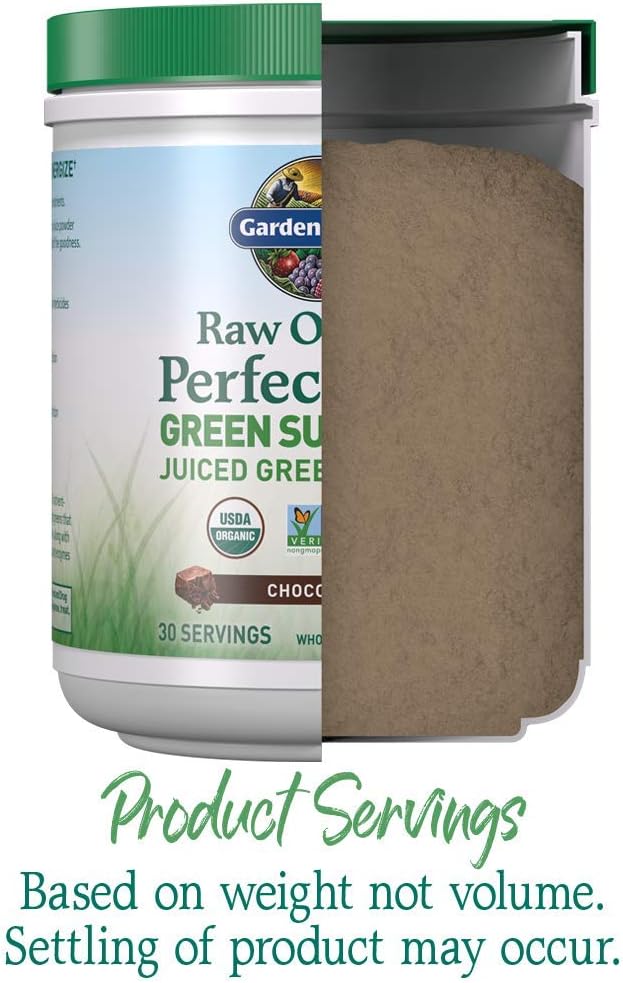 Garden of Life Raw Organic Perfect Food Green Superfood Juiced Greens Powder - Chocolate, 30 Servings - Non-GMO, Gluten Free, Vegan Whole Food Dietary Supplement, Plus Probiotics & Enzymes