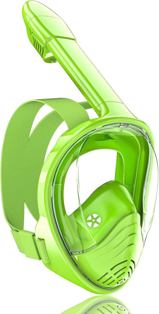 QingSong Kids Snorkel Mask Full Face, Snorkeling Set with Camera Mount, Foldable 180 Degree Panoramic View Snorkeling Gear Anti-Fog Anti-Leak