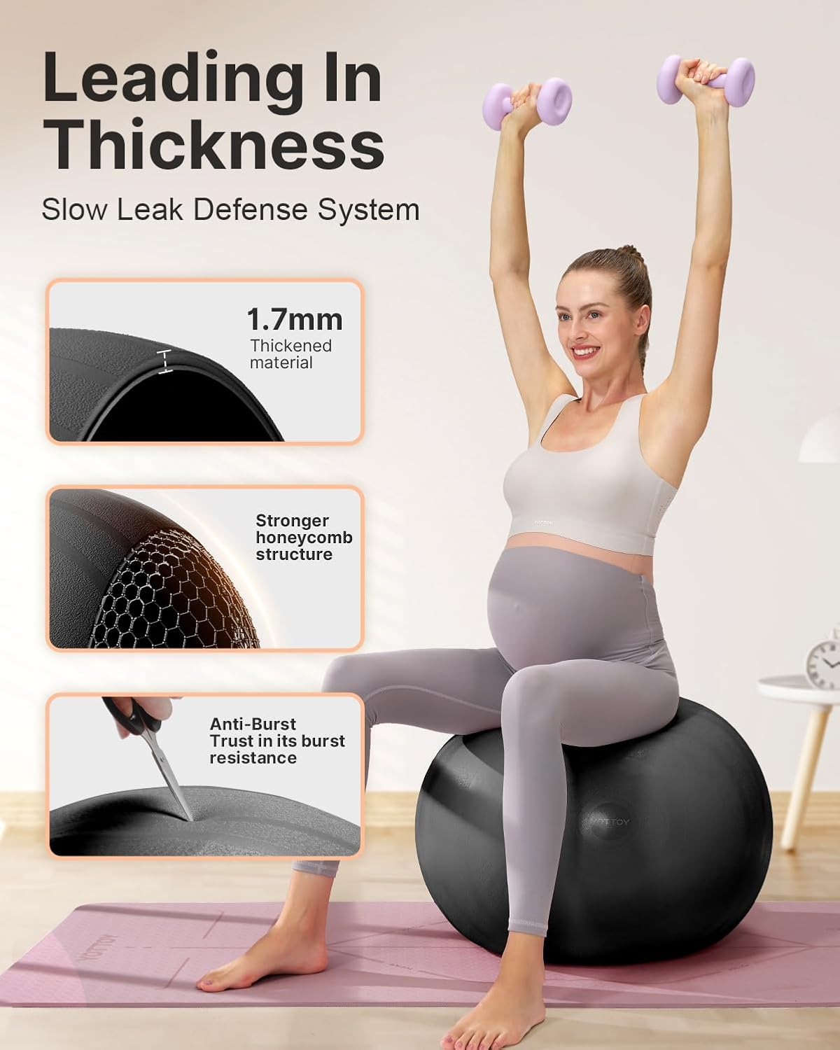 YOTTOY Pregnancy Ball - 1.8mm Thick Birthing Ball for Maternity Physio and Birth Preparation, Yoga and Exercise for Pregnancy - Includes Pump