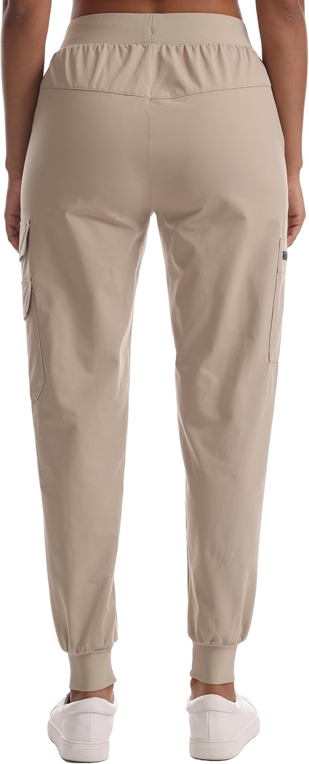 Women's Lightweight Hiking Joggers with Pockets - Water Resistant Cargo Pants for Outdoor Workouts Camping