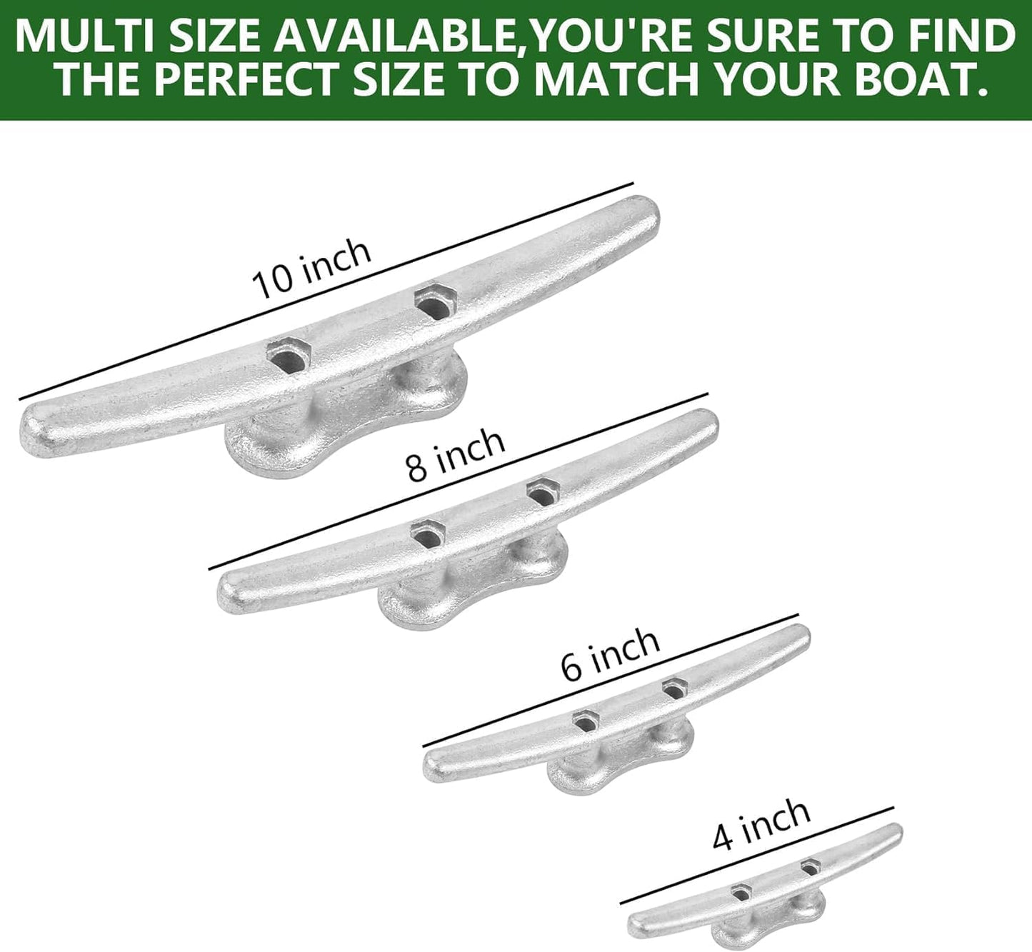 6/8/10/12/14 inch Dock Cleats With Bolts,Hot Dipped Galvanized Cast Iron Boat Cleats,Rope Cleat Boat Dock Cleats for Boat Docks,Decks,Piers for Tying up Boats,Marine Decor(1,2,4,5,6,8,10,12 Pack)