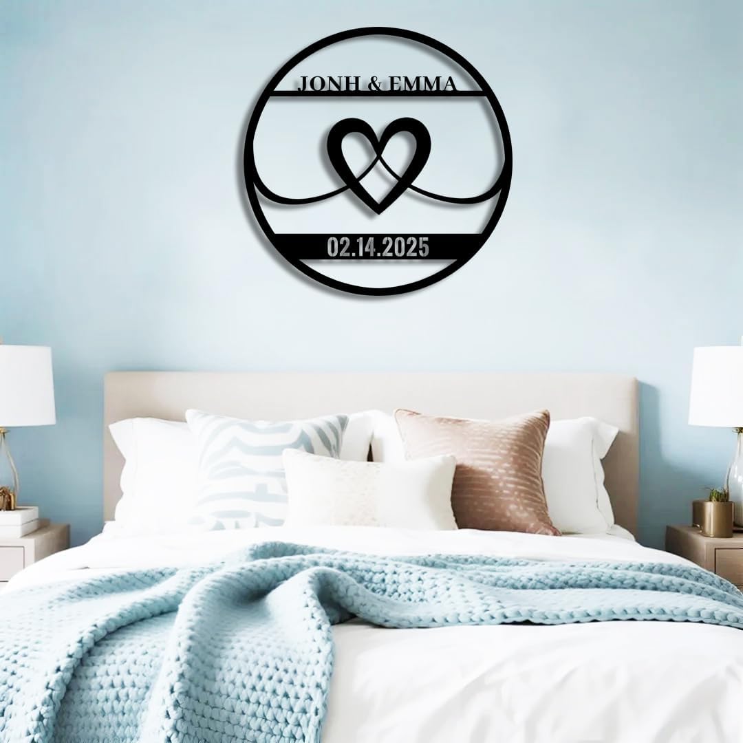 Personalized Wedding Metal Name Sign | Custom Wall Art Gifts for Couples | Custom Metal Signs |Engagement Gift | Anniversary Wedding Date Sign | Bedroom Decor for Couples