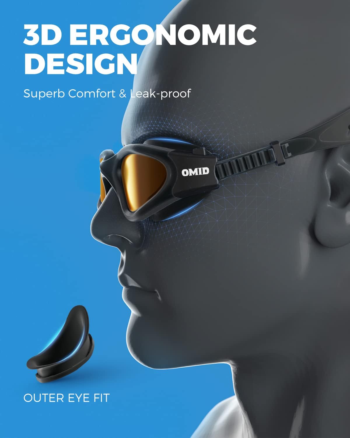 OMID Swim Goggles, P2 Polarized Swimming Goggles for Men Anti-fog Goggles Swimming for Adult Women