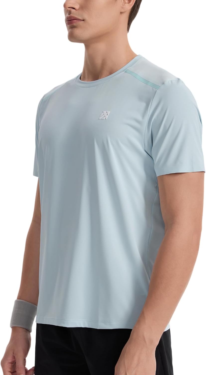 Mens Seamless Workout T-Shirts Lightweight Moisture Wicking Running Hiking Camping Tennis Pickleball Shirts for Men